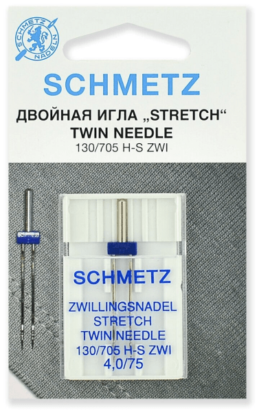 Иглы Schmetz стрейч двойные 130/705 H-S ZWI 4,0/75, 1 шт в Новозыбкове